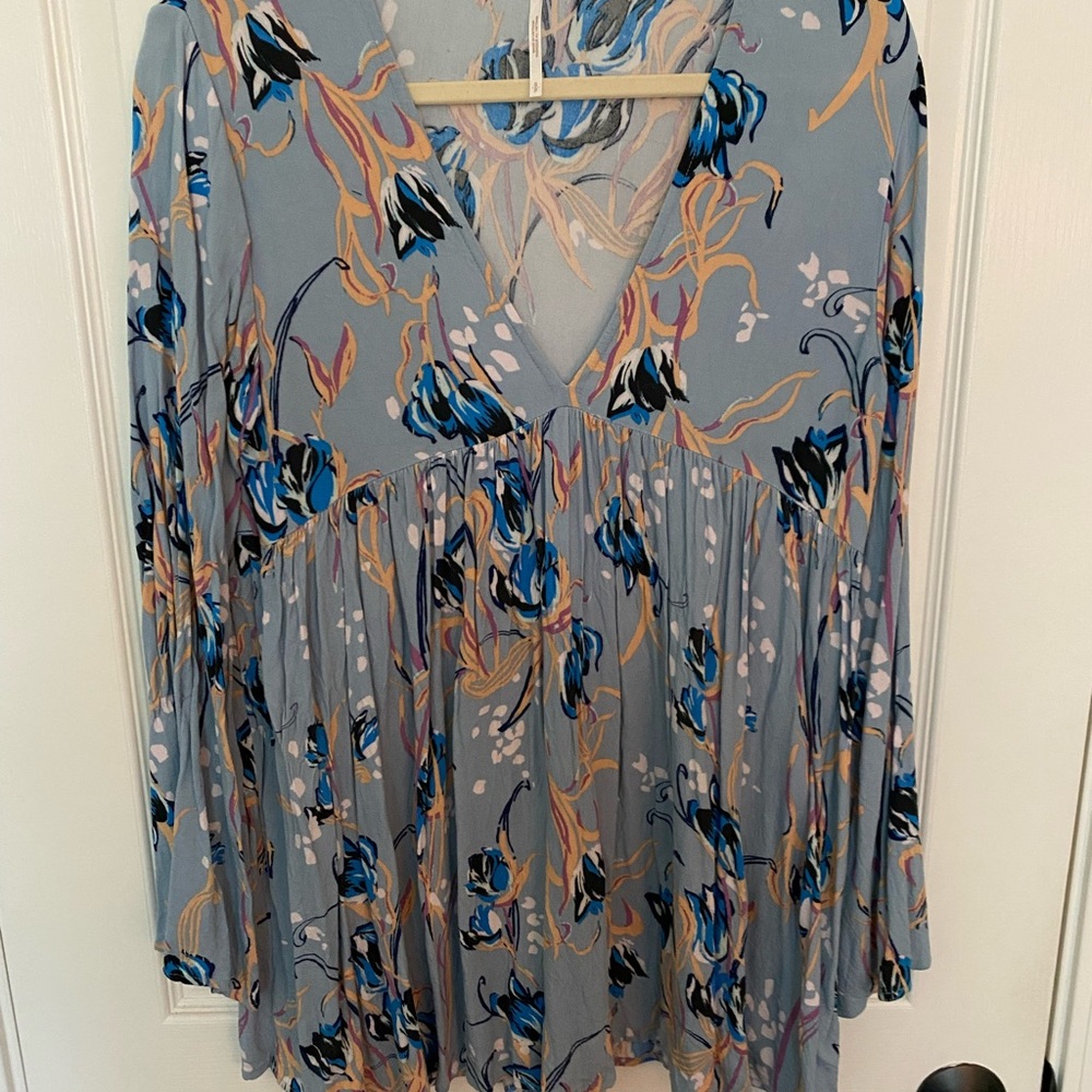 Free People Floral Bell Style Long Sleeve Blouse or Mini Dress